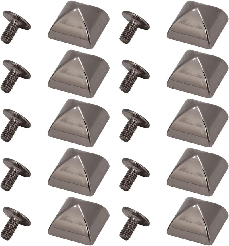 Fockety 20Pcs 12mm Pyramid Studs, Four Jaw Pyramid Rivets, Rivets, Pyramid Rapid Rivet Studs, Punk Spikes Spots Studs for Clothing, Bag, Leather, Shoes, Jewelry, Craft (Silver Black) - Image 1